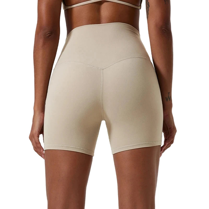 Women’s High Waist Yoga Shorts Off-white, White, Cream