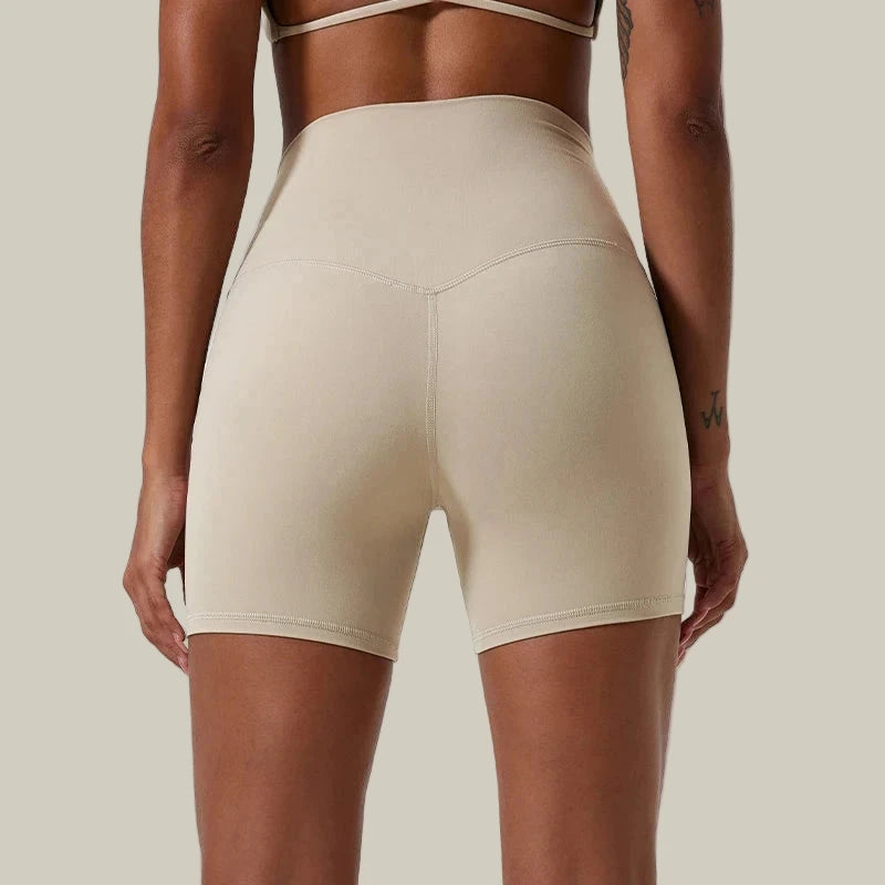 Women’s High Waist Yoga Shorts Off-white, White, Cream