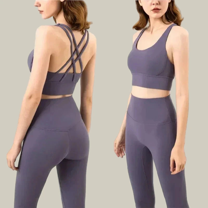 Yoga Leggings & Top 2-Piece Set Gray