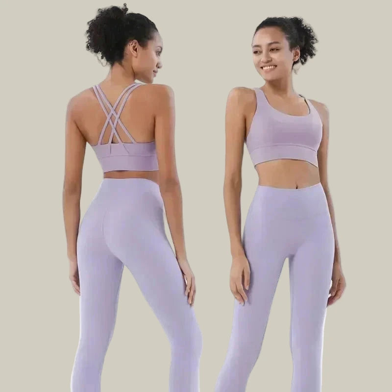 Yoga Leggings & Top 2-Piece Set Purple