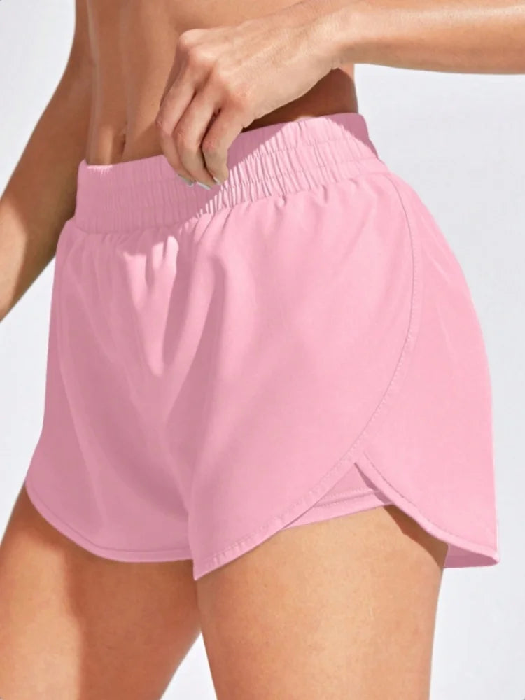 Elastic Fitness Shorts – Women Pink