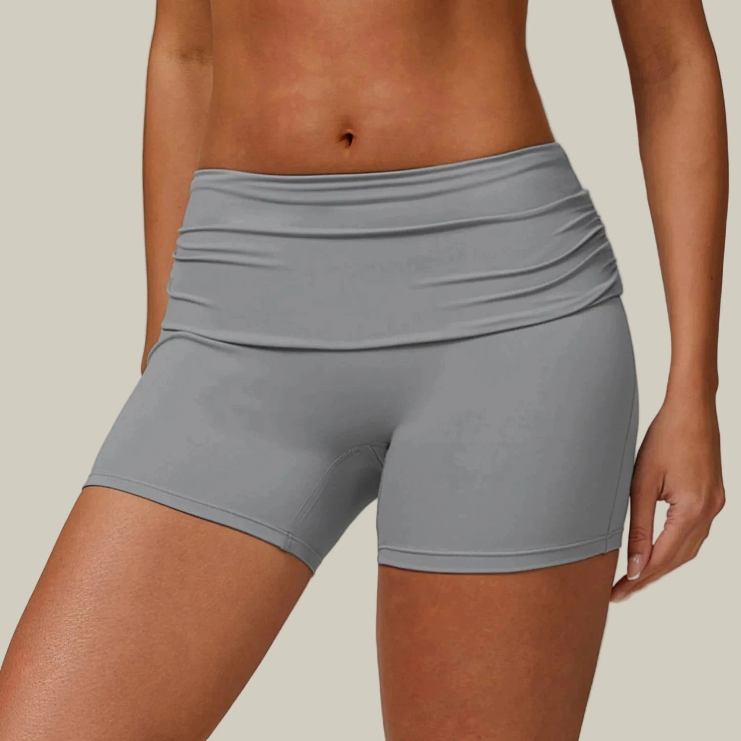 High-Waist Workout Shorts – Quick Dry Grey