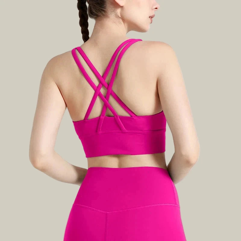 Solid Color Women’s Crossback Sports Bra Pink