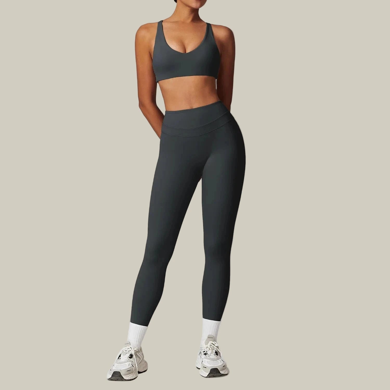 Women’s Workout Tracksuit & Sport Bra Set Grey