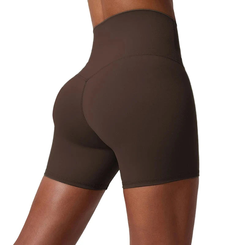 Women’s High Waist Yoga Shorts Brown