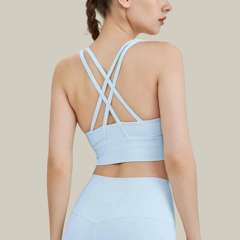 Solid Color Women’s Crossback Sports Bra # electric blue