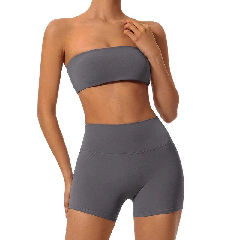 Fitness Set for Women – Crop Top + Leggings Grey