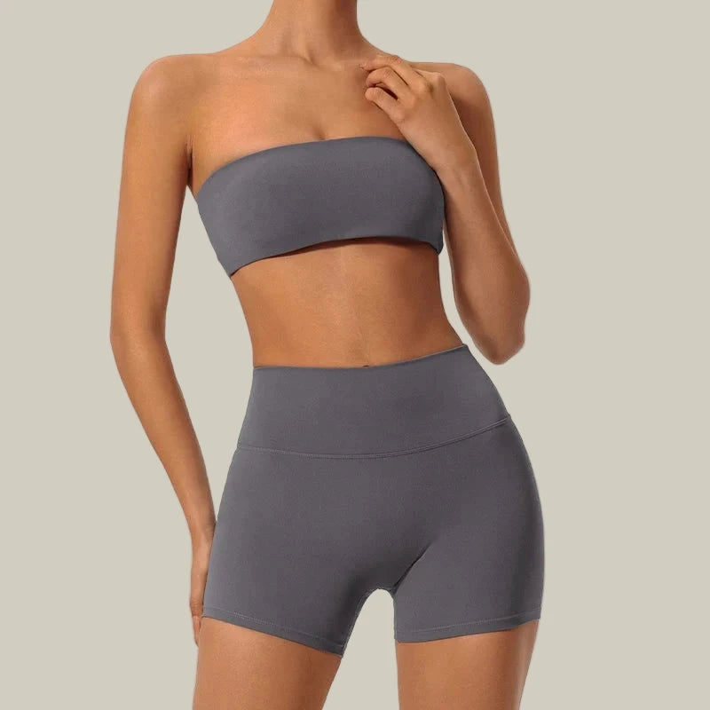 Fitness Set for Women – Crop Top + Leggings Grey