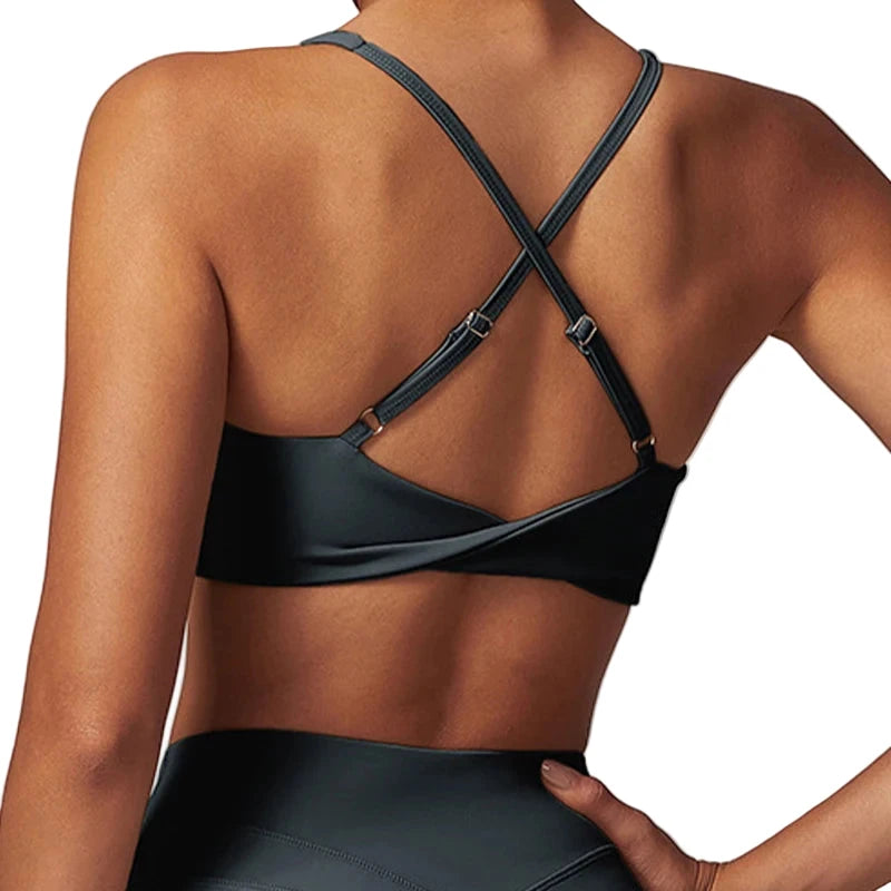 Women Fitness Gym Bra Back Cross Push up Sports Bra