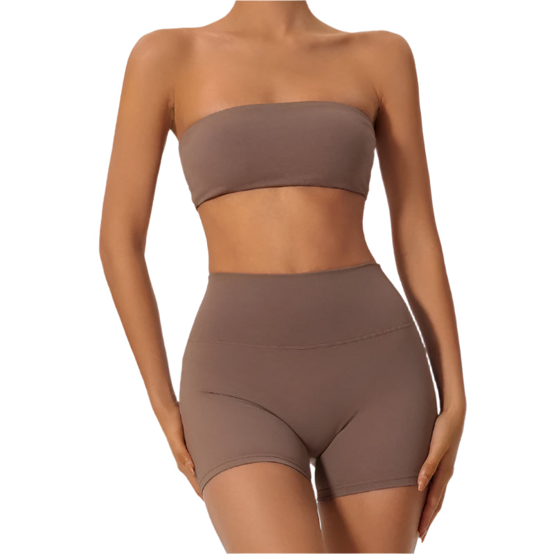 Fitness Set for Women – Crop Top + Leggings Brown