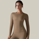 Women’s Long Sleeve Dry-Fit Running Top Brown