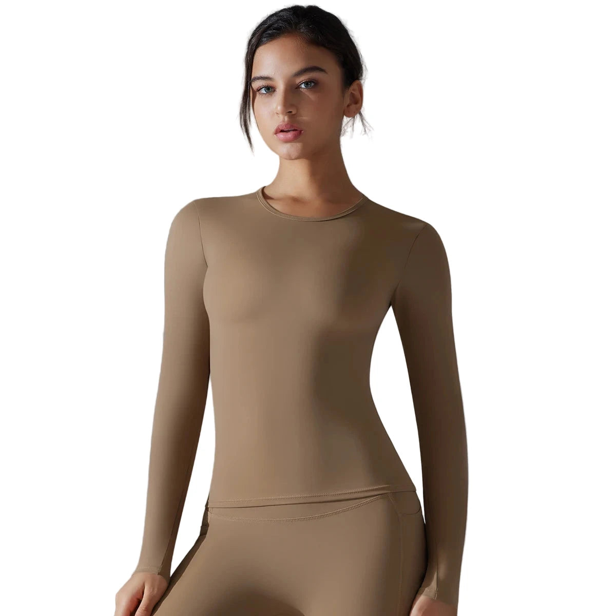 Women’s Long Sleeve Dry-Fit Running Top Brown