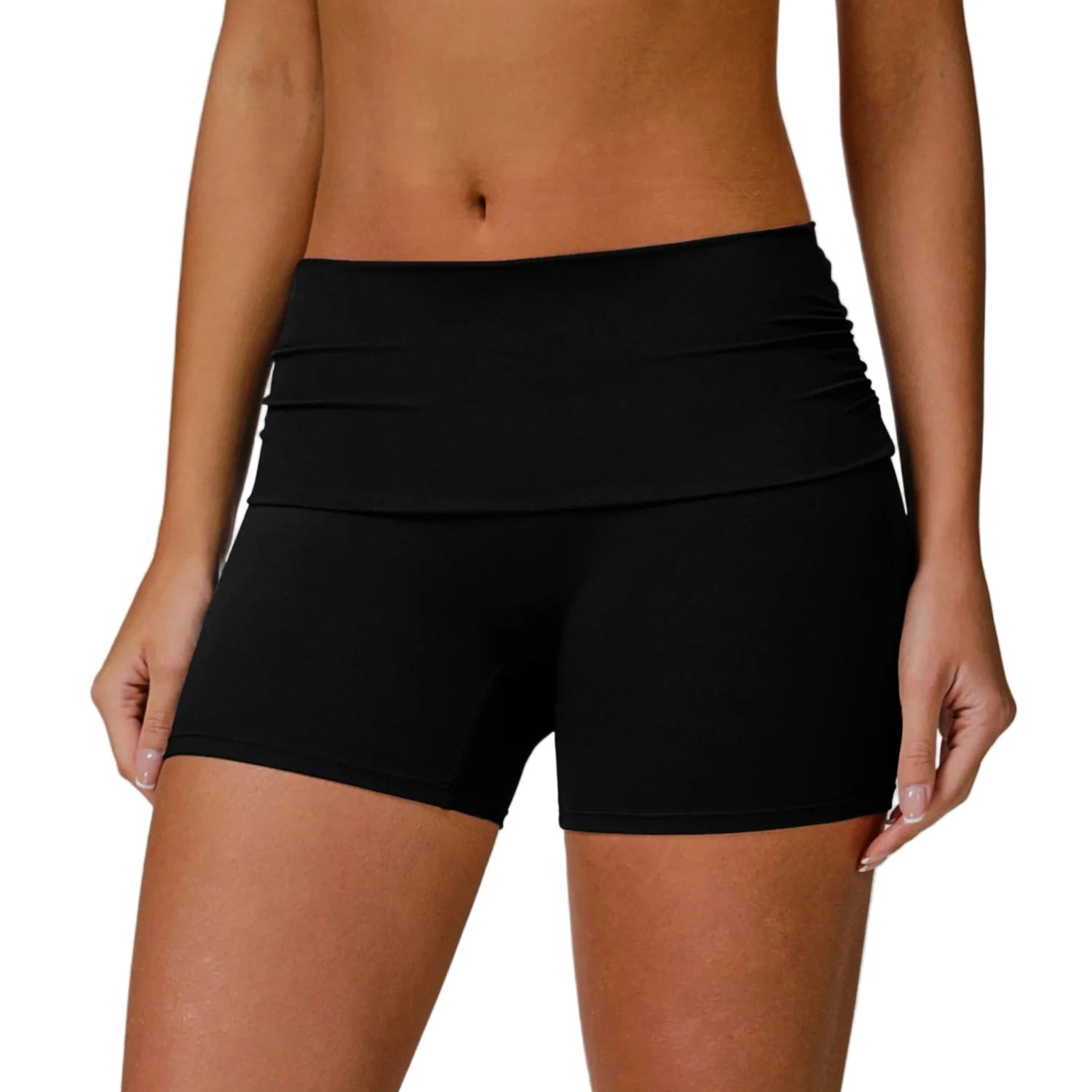 High-Waist Workout Shorts – Quick Dry Black