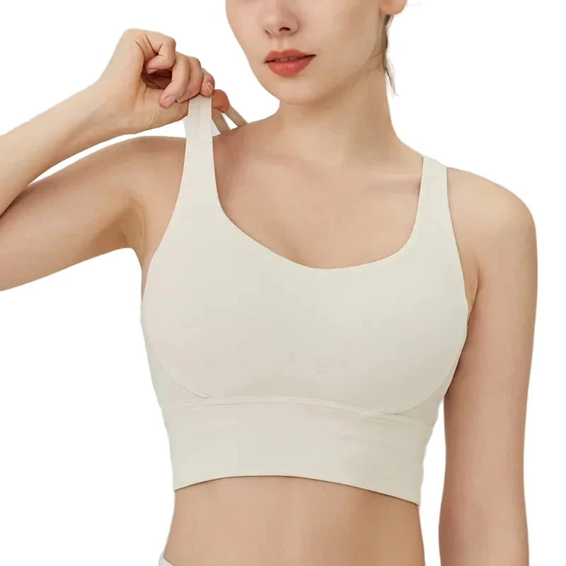 Solid Color Women’s Crossback Sports Bra White