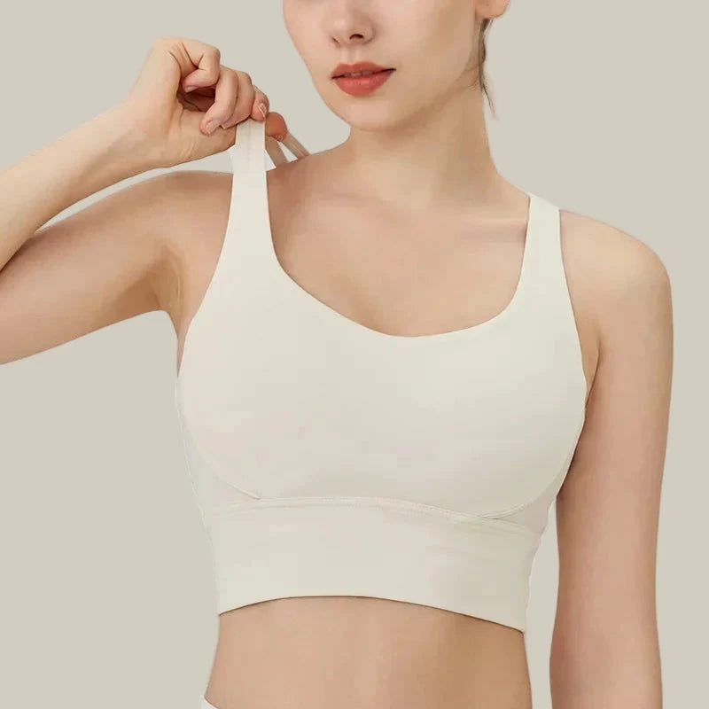 Solid Color Women’s Crossback Sports Bra White