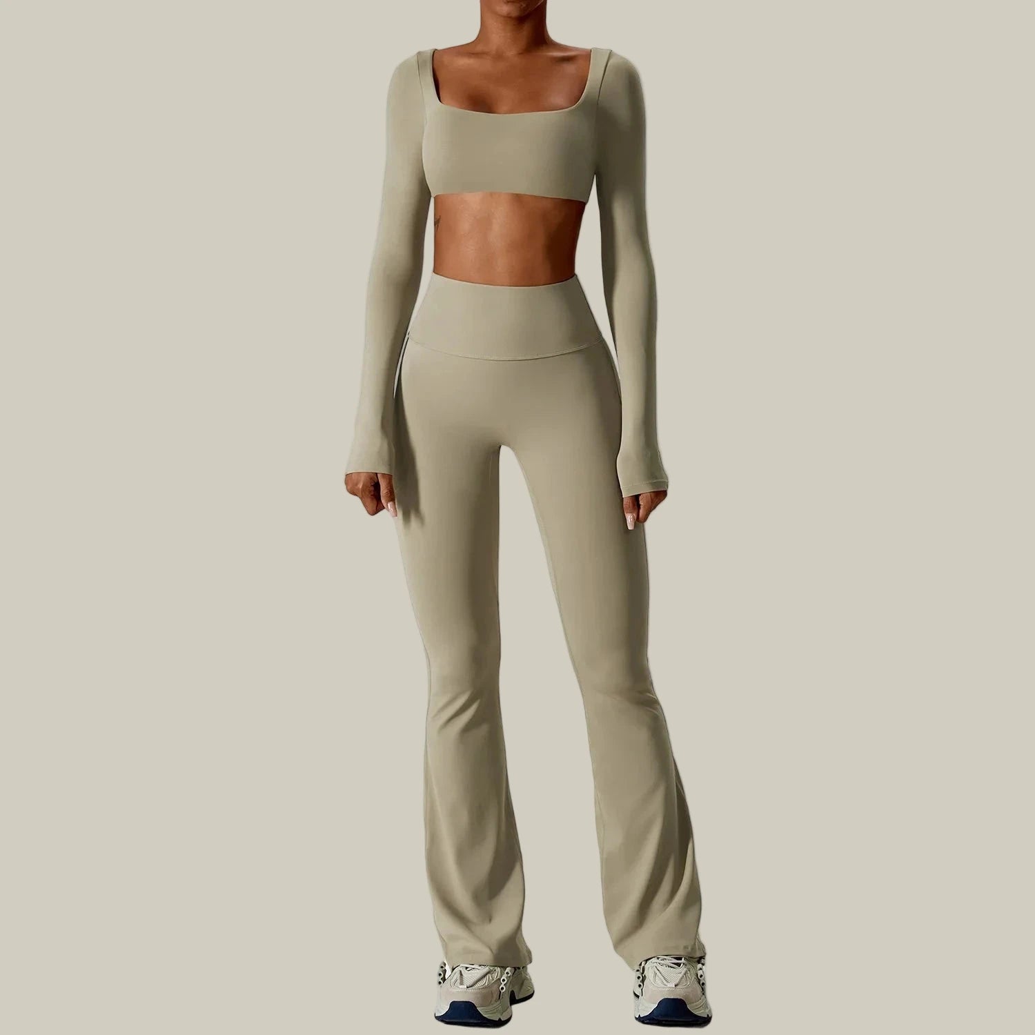 Seamless Yoga Bra & Tights Set Off-white, White, Cream