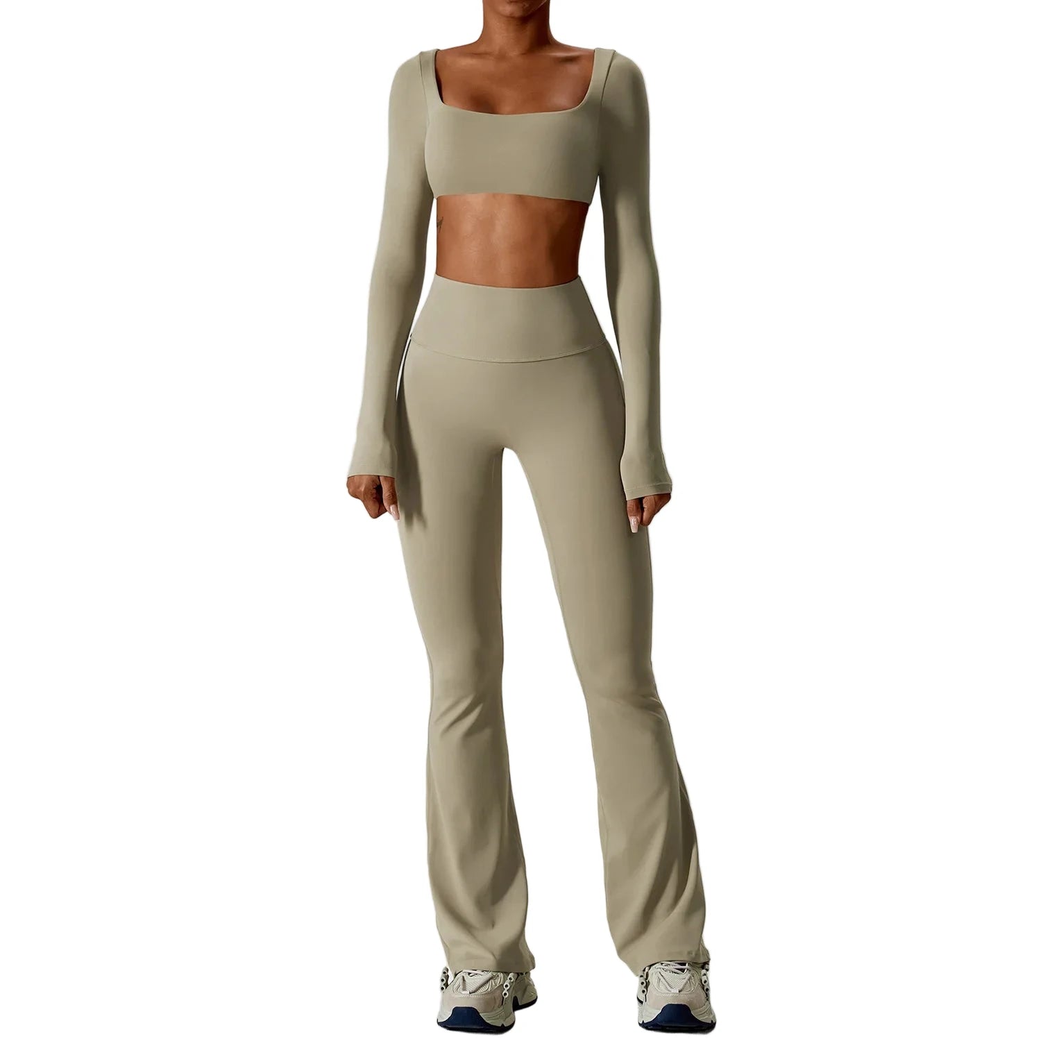 Seamless Yoga Bra & Tights Set Off-white, White, Cream