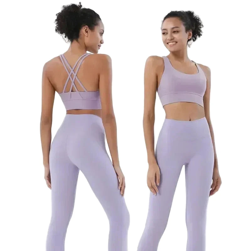 Yoga Leggings & Top 2-Piece Set Purple