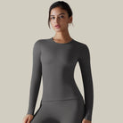 Women’s Long Sleeve Dry-Fit Running Top dark grey
