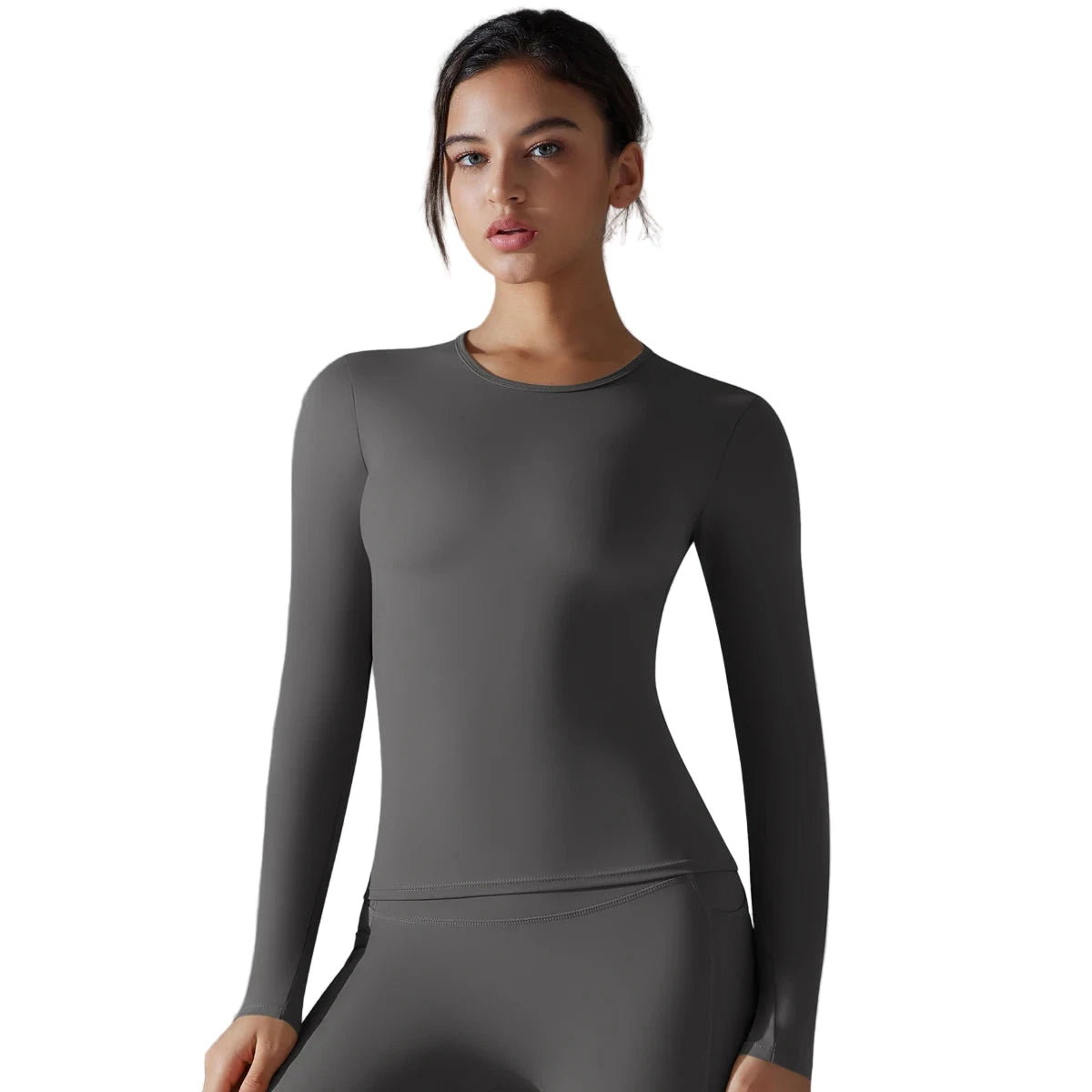 Women’s Long Sleeve Dry-Fit Running Top dark grey