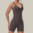 Women’s Sport Jumpsuit – Tight, Backless & Breathable Brown