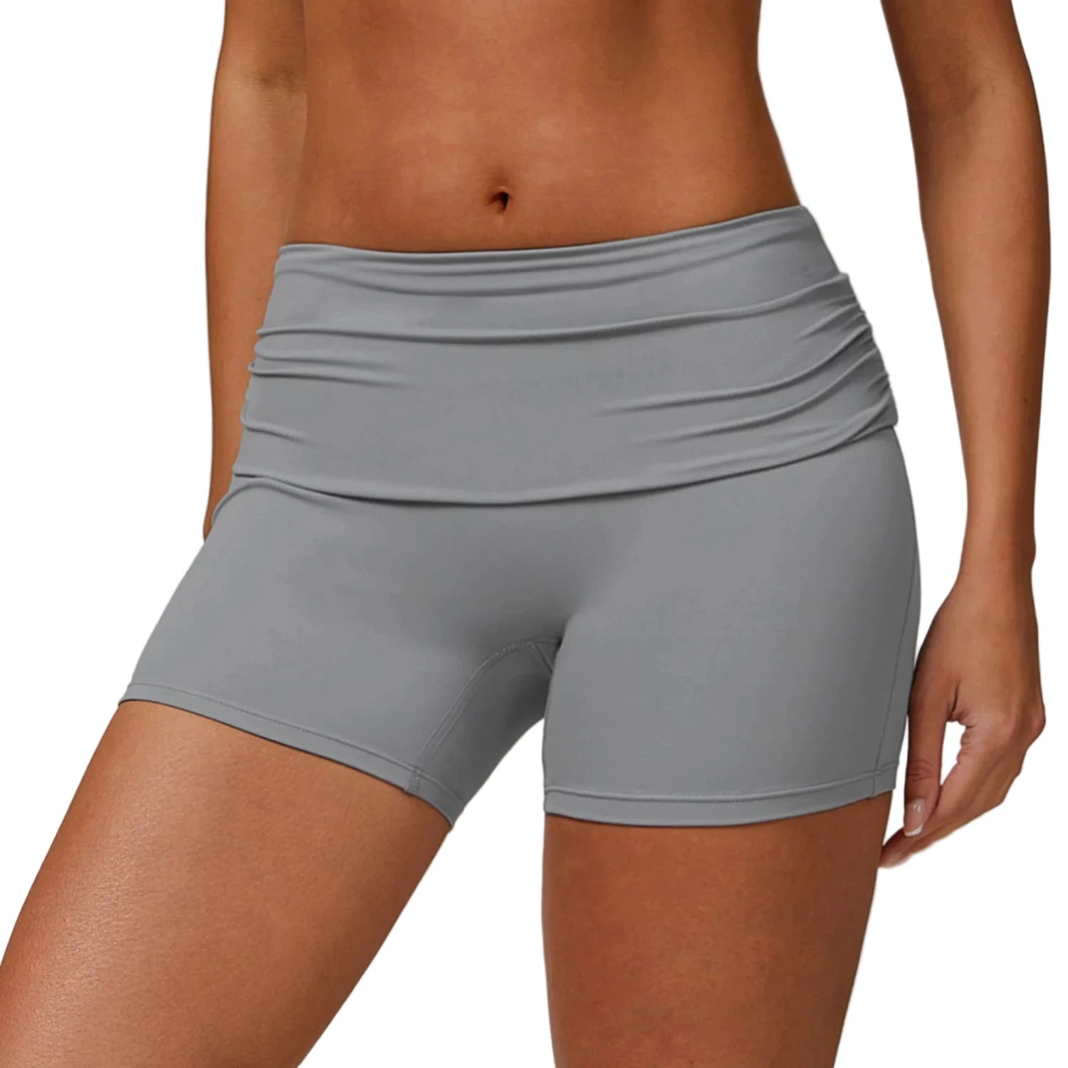 High-Waist Workout Shorts – Quick Dry Grey