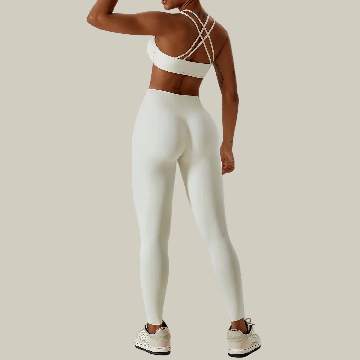 Seamless Workout Tracksuit – 2PC Set Off-white, White, Cream