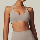 Women Fitness Gym Bra Back Cross Push up Sports Bra Gray
