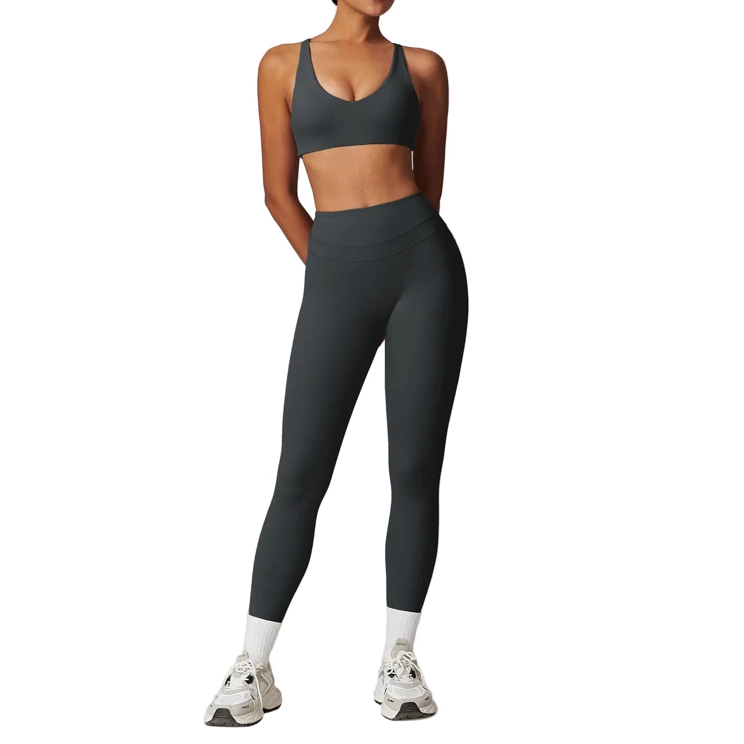 Women’s Workout Tracksuit & Sport Bra Set Grey