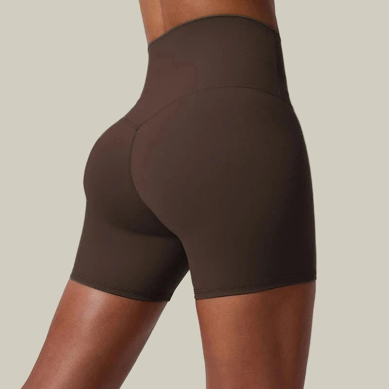 Women’s High Waist Yoga Shorts Brown