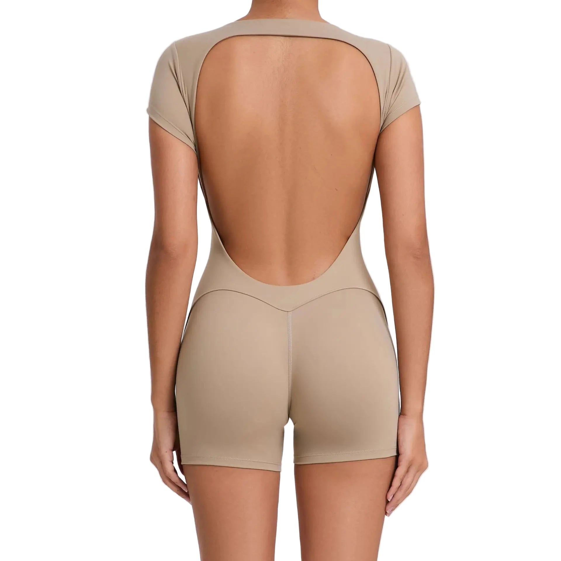 Women’s Fitness Jumpsuit – Gym & Pilates Beige