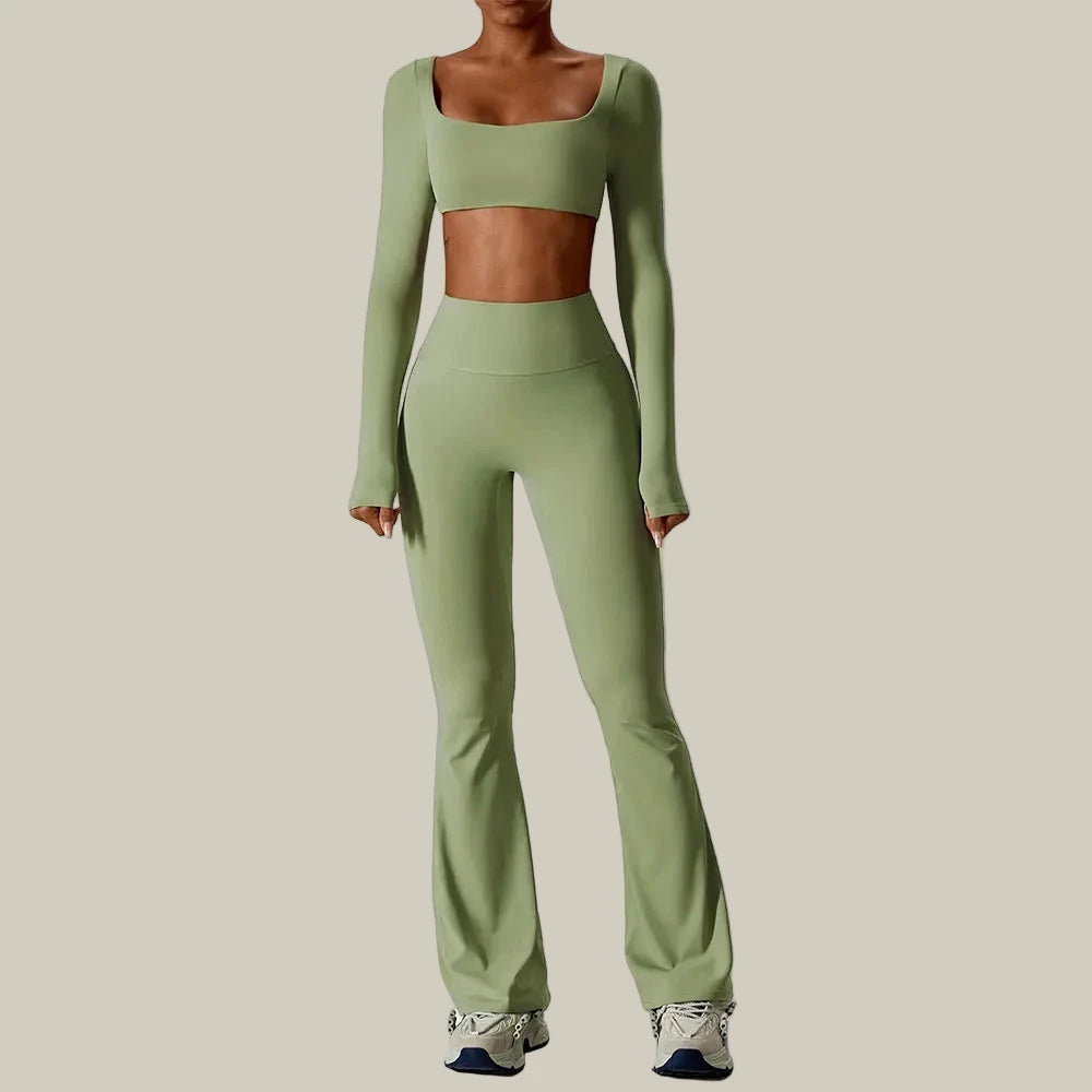 Seamless Yoga Bra & Tights Set Aqua green