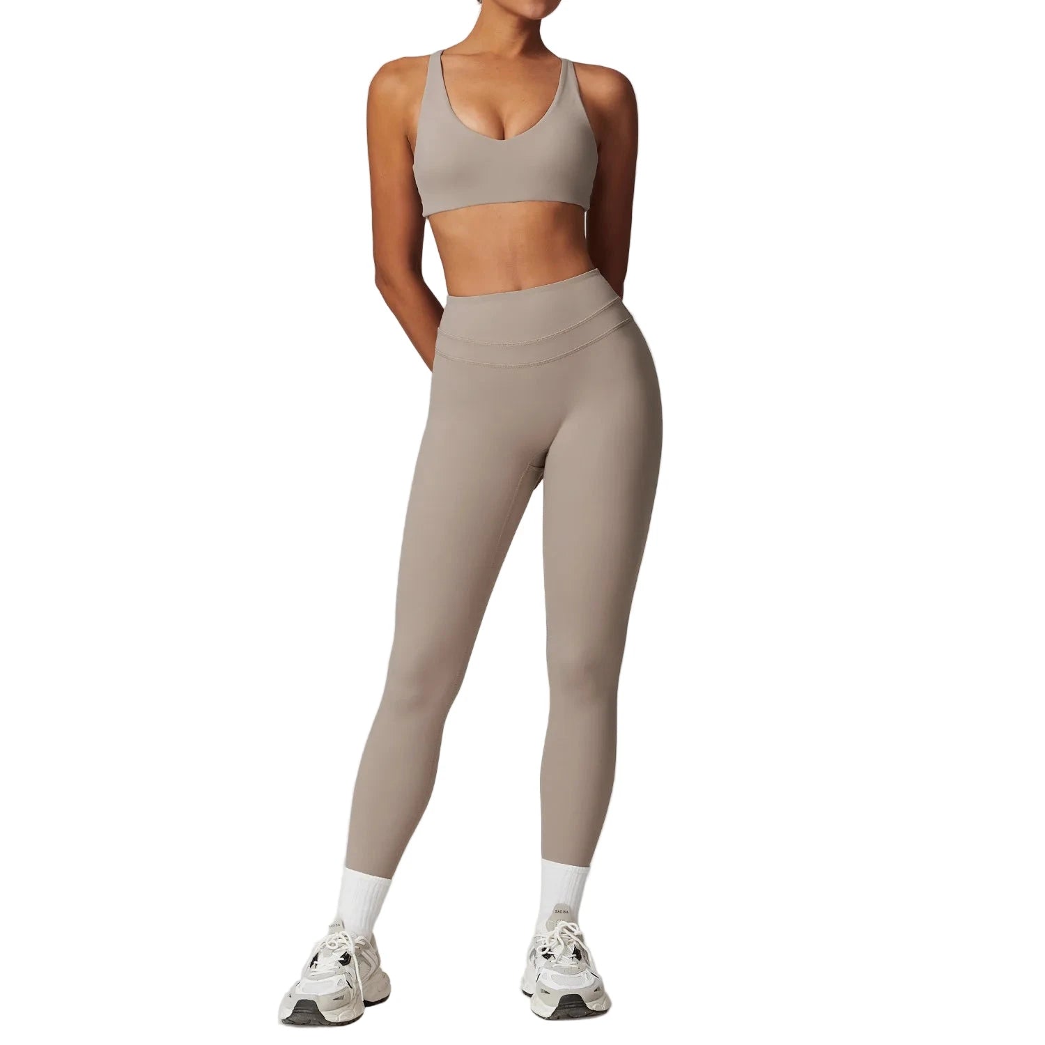 Women’s Workout Tracksuit & Sport Bra Set Khaki