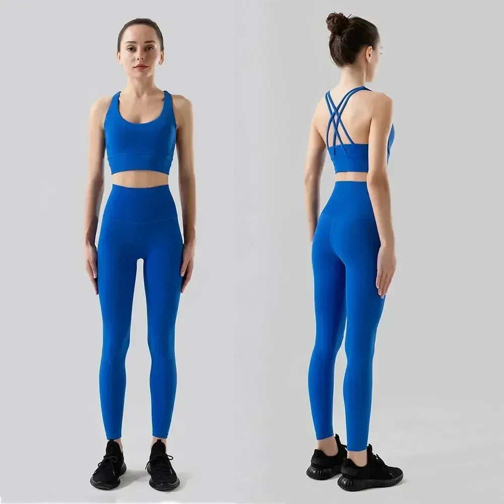 Yoga Leggings & Top 2-Piece Set Navy