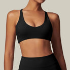 Women Fitness Gym Bra Back Cross Push up Sports Bra Black