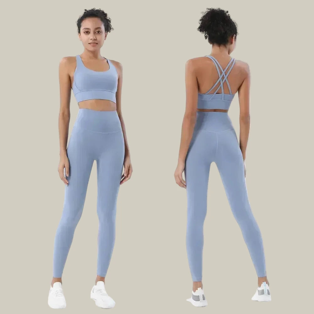 Yoga Leggings & Top 2-Piece Set # electric blue
