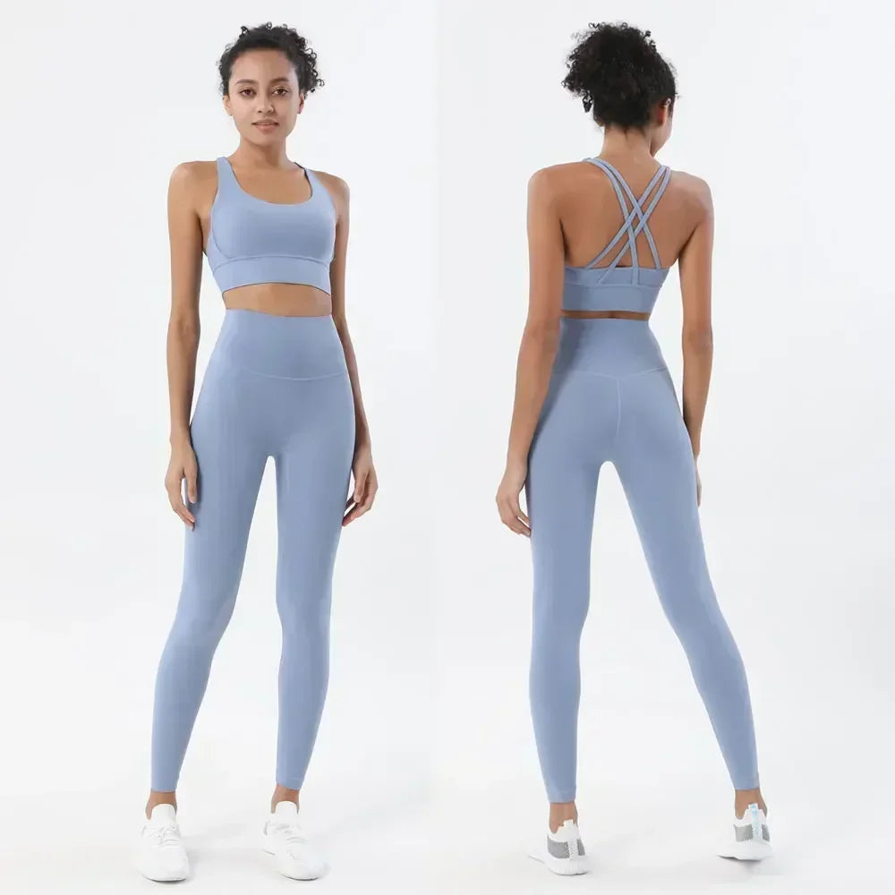 Yoga Leggings & Top 2-Piece Set # electric blue