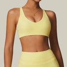 Women Fitness Gym Bra Back Cross Push up Sports Bra Yellow