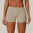 High-Waist Workout Shorts – Quick Dry Beige