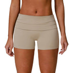 High-Waist Workout Shorts – Quick Dry Beige