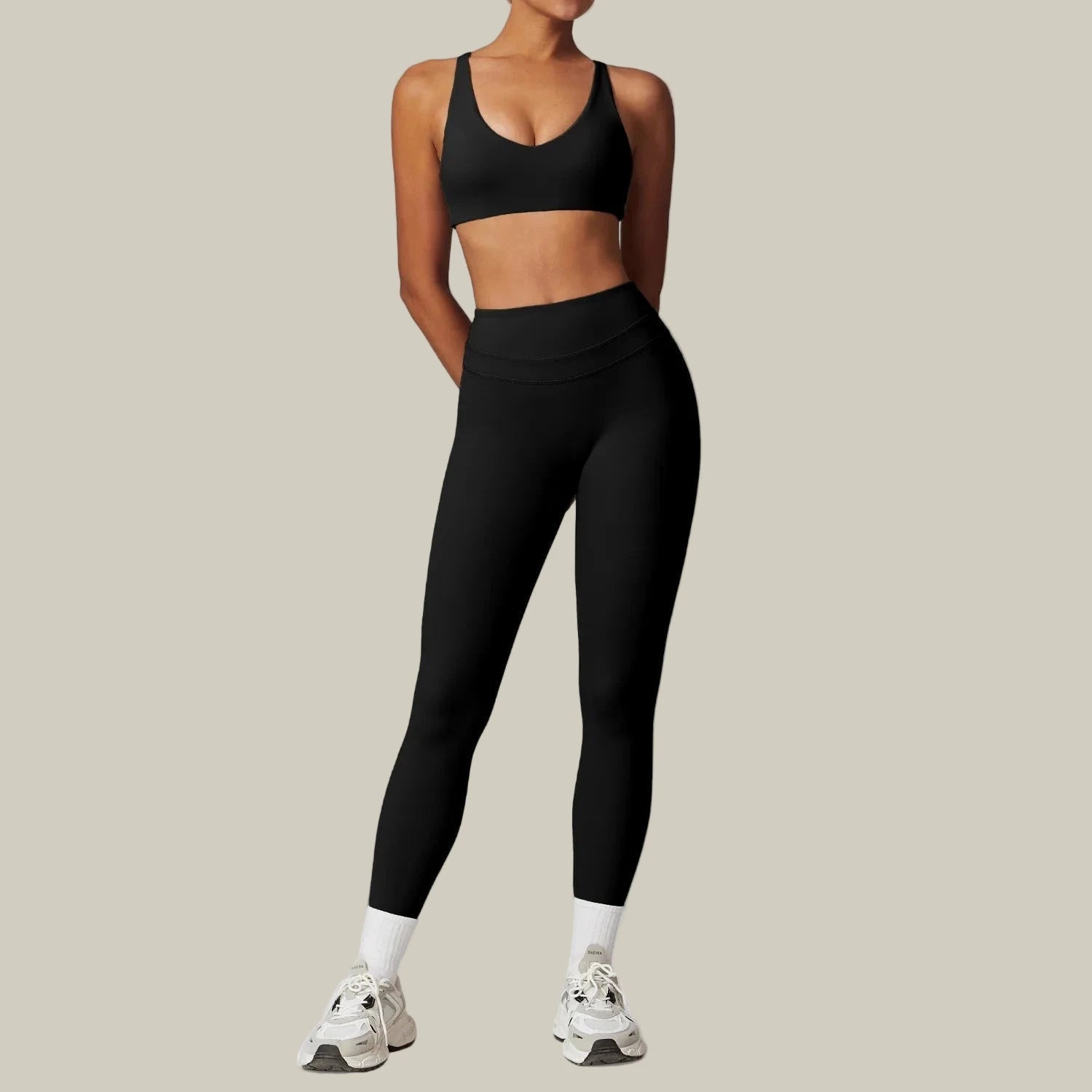 Women’s Workout Tracksuit & Sport Bra Set Black