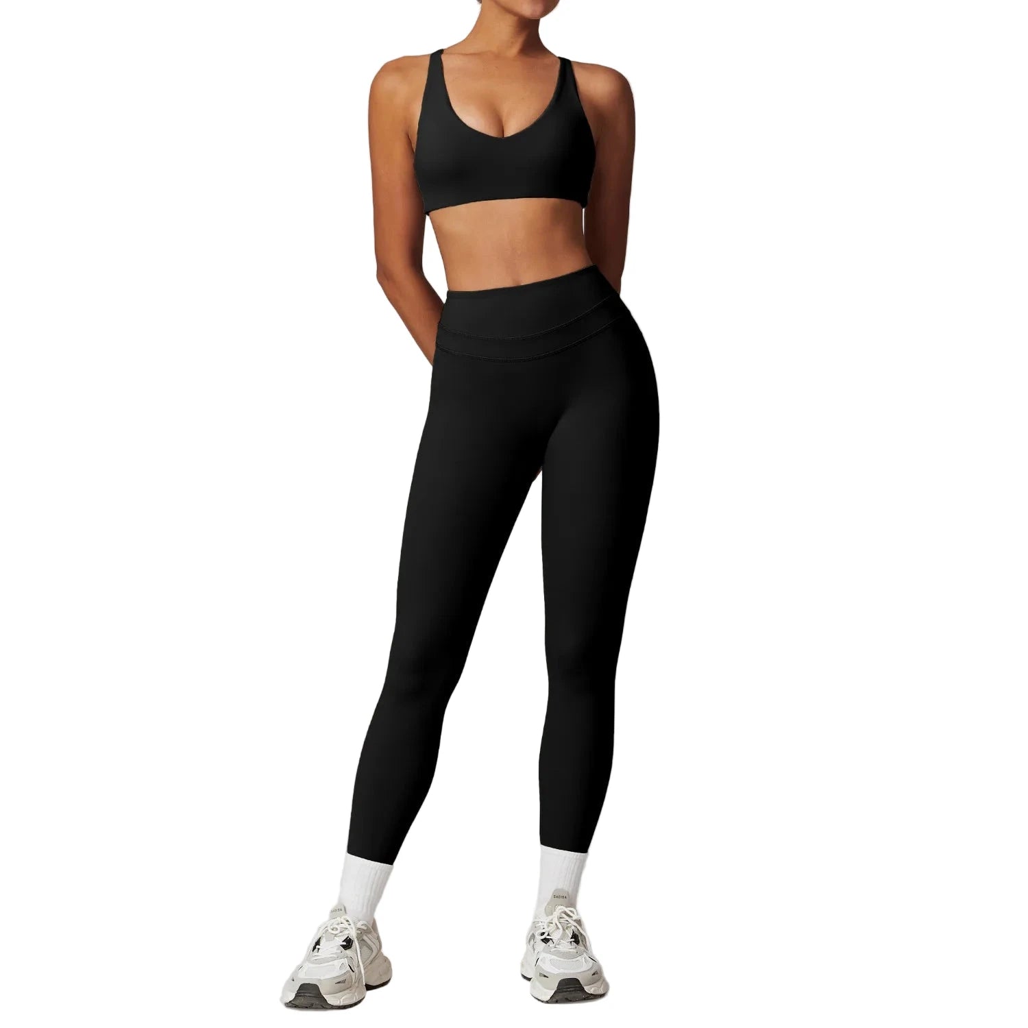 Women’s Workout Tracksuit & Sport Bra Set Black