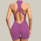 Jumpsuit V Back Scrunch Bodysuit Purple