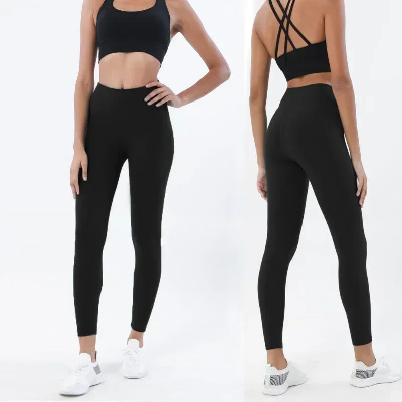 Yoga Leggings & Top 2-Piece Set Black