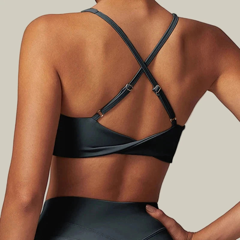 Women Fitness Gym Bra Back Cross Push up Sports Bra